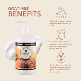 Dionis Goat Milk Hydrating Skincare Scented Cream, Rich & Creamy Daily Moisturizing Caramel Pumpkin Spice Body Lotion For Dry Skin, Made in the USA, Cruelty-Free & Paraben-Free, 8.5 oz Bottle