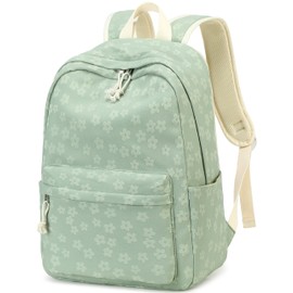 School Backpack Teen Girls Lightweight Bookbags Elementary Middle School College Back Pack Women Laptop Casual Daypacks (Little Flower Green)