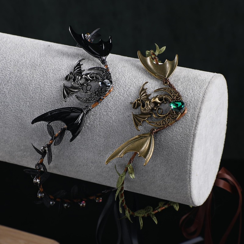 PartyforU Elfenblumenkrone mit Drachenmond für Cosplay, Bronze Elfen Kopfschmuck für