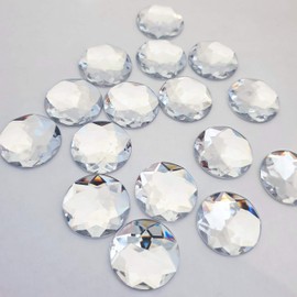 MajorCrafts® 16pcs 25mm Crystal Clear Star Facets Flat Back Large Round Acrylic Rhinestones Craft Gems A01