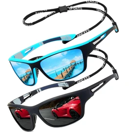Sunglasses Men Women Polarised Driving Fishing Running Wrap Around Sun Glasses Unbreakable Frame Goggles with Glasses rope Strap UV Protection