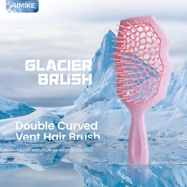 AIMIKE Glacier Detangling Brush, Pain-Free Detangler Brush for Curly Hair Wet & Dry Use, Glide Through Tangles with Ease, Vented Hairbrush for Women's 2c to 4c Curls, Pink