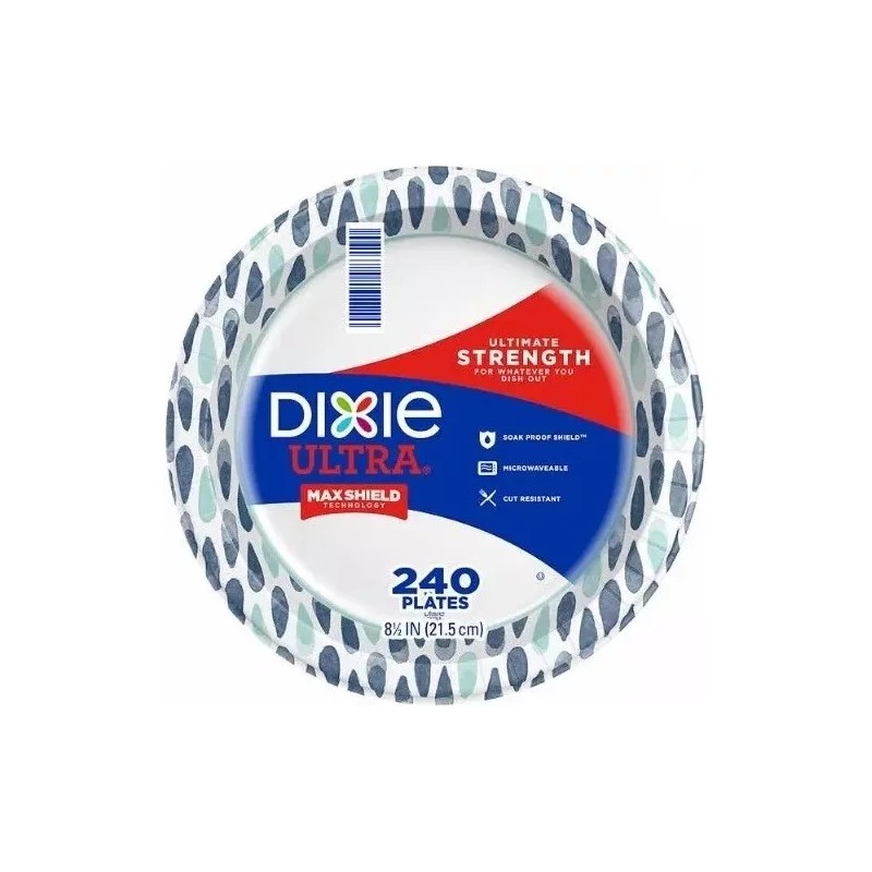 Dixie Platos Desechables 21.5 Cm Dixie Ultra 240 Piezas Importado