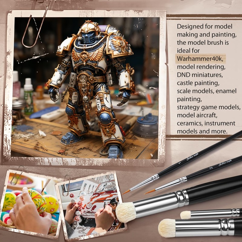 Fine Detail Brushes with Drybrush Set, 10 Miniature Paint Brush