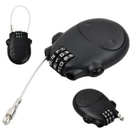 Extendable Cable Lock, 75 cm Steel Cable Luggage Lock, Combination Lock Padlock with 3 Combination Discs, Travel Lock Security Lock for Luggage, Suitcase, Bicycles, Pushchair, Backpack, Black