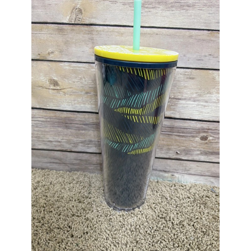 Starbucks Hawaii NWT 24 oz Blue Green Yellow Palm Leaf