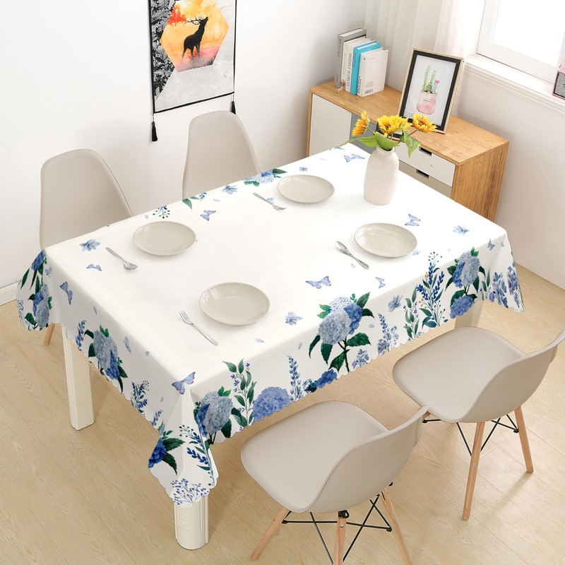 iEvery Hydrangea Flowers Tablecloth Rectangular Wipe Clean Table Cloth Polyester