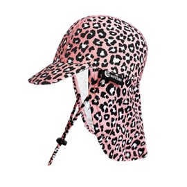 weVSwe Baby Sun Hat UV SPF50+ Sun Protection Neck Flap Hat Adjustable Chin Strap Toddler Summer Hat, Pink Leopard