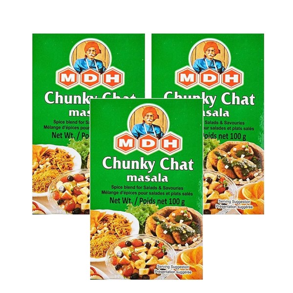 MDH Various Seasoning Masala Powder - A Mixture of Spices Adds Taste - Aromatic & Enhances the flavor of the meal -Simplifies & Speeds Up The Cooking Process (Chunky Chat Masala (100g), Pack of 3)