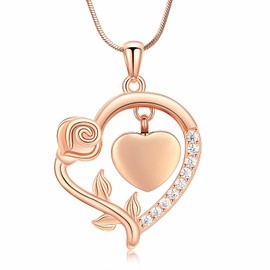 Minicremation Heart Urn Necklace for Ashes for Women Stainless Steel Keepsake Jewelry Locket Gift for Christmas/Valentine's Day, Stainless Steel, Zircon
