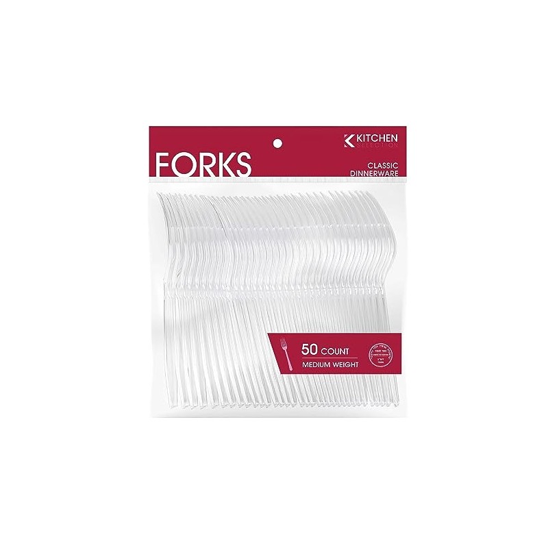 Basic Cutlery Collection 50-Count Medium Weight Clear Plastic Forks |