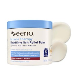 Aveeno Bálsamo para aliviar la picazón de la terapia del eccema con avena coloidal y ceramida para piel seca con picazón, no grasa, sin esteroides, fragancia ni parabenos, crema protectora de la piel,