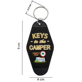 2 Pack Keys to The Camper Keychain, Retro Key Tag for Camper Car Van, Key Lable Rings for Rvs,Gifts for Camper Car Owners (Red &Black)