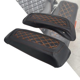 HDBUBALUS Saddlebag Lid Covers Protective Hard Saddlebag Lid Bra Fit For 2014-2025 Harley Touring Road King Electra Glide Ultra Limited FLHTK FLHXS Tri Glide (Orange Stitching)
