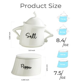 Zoeeker Salt and Pepper Bowls, Ceramic Salt and Pepper Holder with Lid Stackable Salt Cellar Salt Box for Kitchen, Christmas, Modern Farmhouse Kitchen Decor, Sasoning Container Set, White