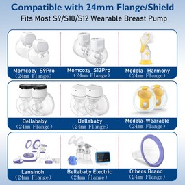 2PCS Flange Insert 22mm Compatible with Momcozy M9/M6/M5/S12 Pro/S9 Pro/S12/Medela/Spectra/Bellababy/Lansinoh/KORSKR S21 24mm Wearable Breast Pump Replacement Accessories, 24mm Breast Pump Parts