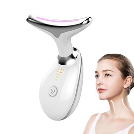 Poemtian Portable Neck and Face Massager, Multifunctional Facial Massage Tool, Micro Glow Face Sculptor, 7 Color Led Face Neck Massager for Skin Care Routine At Home, Easy To Use