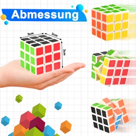 Faburo Pack of 14 Mini Rubik's Cubes, Children's Birthday Party Favours, Magic Cube 3 x 3 Gift Children's Birthday from 3-10 Years, Mini Cube Puzzle for Christmas Travel Games
