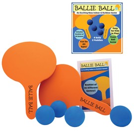 Johnny World Ballie Ball – Kids Paddle Set– Indoor & Outdoor Game for Kids – Includes 2 Paddles, 4 Foam Balls & Booklet of 16 Creative Games– Amazing Family Fun Game!