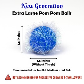 Shizhoo 20 Pieces 1.6 inches Sparkle Pom Pom Balls for Cat - Interactive Glitter Balls, Multicolor, Best as Kitten Play Toys