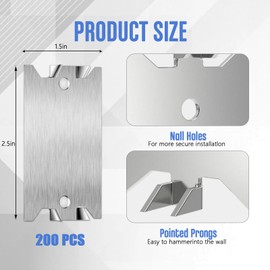 200pcs Nail Plates for Wood Studs, 1.5 x 2.5 Inch Nail Plate with Sharp Pointed Prongs, Anti-Nail Protection Plate Shield