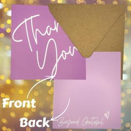 QualityVibe Thank You Cards with Envelopes, 4 x 4 inches square, 25 Cards Printed On Both Sides. Thank you & Beyond Grateful. Small Appreciation Notes. (mauve)