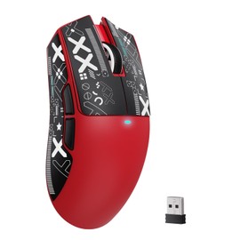 MAMBASNAKE Attack Shark X11SE Lightweight Wireless Gaming Mouse, Tri-Mode 2.4G/USB-C Wired/BT, 22K DPI, PAW3311 Optical Sensor, 59g, 5 Programmable Buttons, 300mAh Battery for PC/Mac(Red-Griptape)