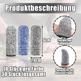 QZKJQDD Pack of 30 Finger Cots, Reusable Finger Protection, Finger Cots Bandage, Breathable Finger Protection, Non-Slip Finger Cuffs, Suitable for Cutting, Sculpting, Kitchen, Gardening