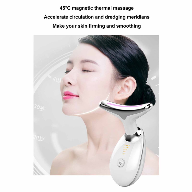 Neck Skin Tightening Lifting Massager Colorful Lights Wrinkle Removal Vibration