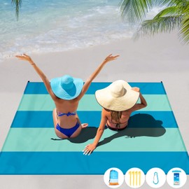 Famstar Beach Blanket Oversized Extra Large 78" X 81"Waterproof Sandproof Beach Blanket 1-7 Adults Lightweight Durable for Travel Camping Hiking Picnic (78" X 81", Color5)