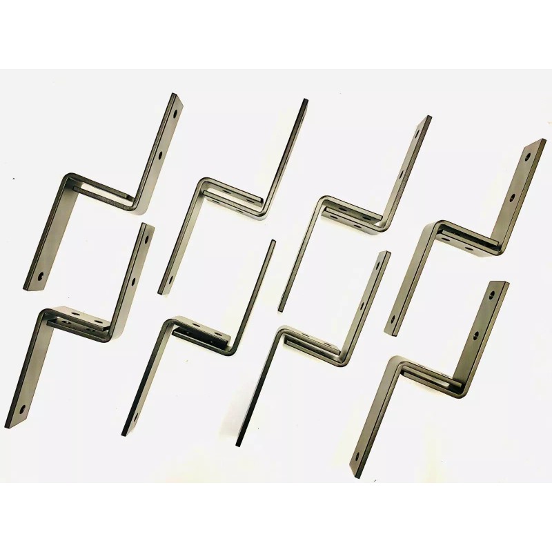 G&J 8 Packs Bypass Door Bracket Wall-Mount Black Steel for