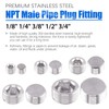 Glarks 5Pcs 304 Stainless Steel 1/2'' NPT Male Pipe Plug