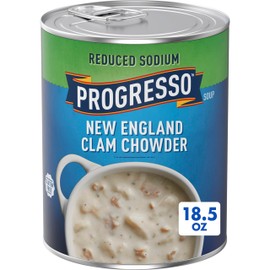 Progresso New England Clam Chowder, Reduced Sodium Canned Soup, 18.5 oz