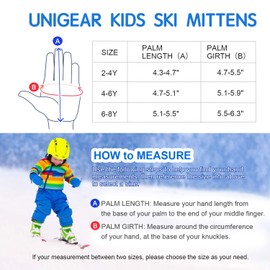 Unigear Children's Ski Gloves Mittens Waterproof and Windproof Snow Mittens Breathable Thermal Warm Winter Gloves for Boys and Girls from 2 to 8 Years