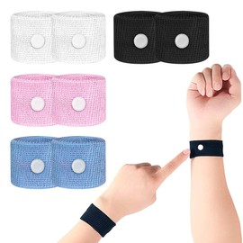 4 Paar Armbänder gegen Übelkeit, Akupressur-Armbänder gegen Übelkeit, Armbänder gegen Seekrankheit für Kinder, Akupressur-Armband gegen Übelkeit, Armband gegen Reisekrankheit bei Autokrankheit