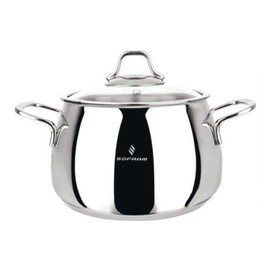 Venus Stainless Steel Deep Stock Pot with Glass Lid Soup Pot Deep Casserole Cooking Pot Suitable for Induction Stove Cookware (2.1-qt. (2 L))