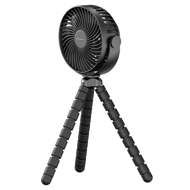 PEARL Kinderwagenventilator: 2er-Set 360°-Akku-Handventilatoren mit Stativ, 3 Geschwindigkeiten (Ventilator mit