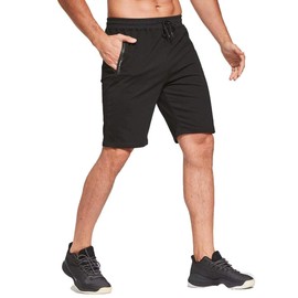 JustSun Men's Cotton Sports Shorts with Zip Pockets. - black, size: xxl