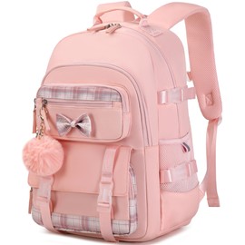 Hey Yoo Cute School Backpack for Girls Backpack for School Bag Bookbag Set with Lunch Box Teen Girl Backpacks for Girls Teens (Pink)