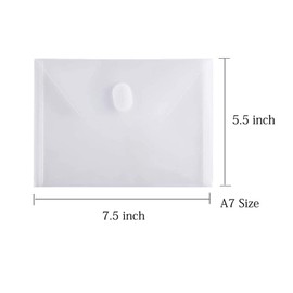 YESSART 5x7 Small Plastic Envelopes Receipt Check Storage File Holder Case 10 Pack Hook & Loop Closure (clear-10 Pack)