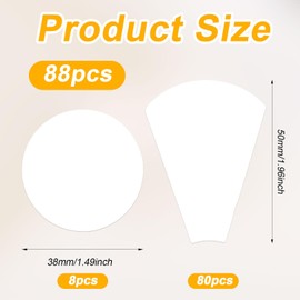 Pack of 88 Paper Piecing Stencils, White Funnel Shaped and Round Paper Piecing Paper for Quilting, Paper Piecing Templates for Sewing, DIY, Crafts, Slicing, Patchwork