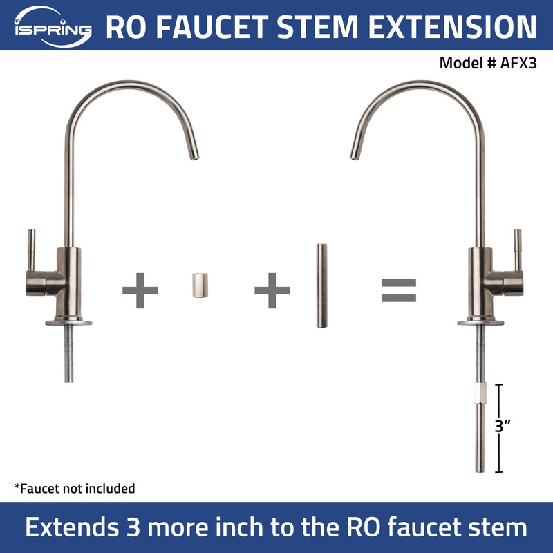 iSpring AFX3 Water Filter 3-Inch Faucet Stem Extender for 1/4-Inch