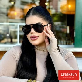 Breaksun Retro Oversized Aviator Sunglasses for Women Men Trendy 70s Big Round Aviator Sun Glasses Vintage Shades, Black/Grey, MM