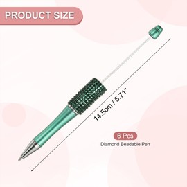 PATIKIL Diamond Beadable Pens, 6 Pcs Plastic Black Ink Bead Pen Creative DIY Ballpoint Pens for Teacher Office DIY Crafts Party Decorations Handmade Supplies, Dark Blue