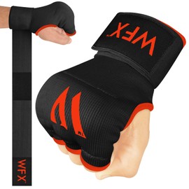 WFX Kids Junior Boxing Hand Wraps Inner Gloves Gel Padded Protection Gloves Pair Combat Sports for Young Fighters (Black, Kids/Junior)