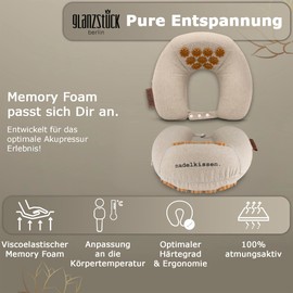 Glanzstück Berlin® Health Collection: Premium Neck Pillow, Acupressure Pillow, U Shape Pillow for Home & Travel, Yoga & Meditation, Fight Tension in Neck & Shoulders