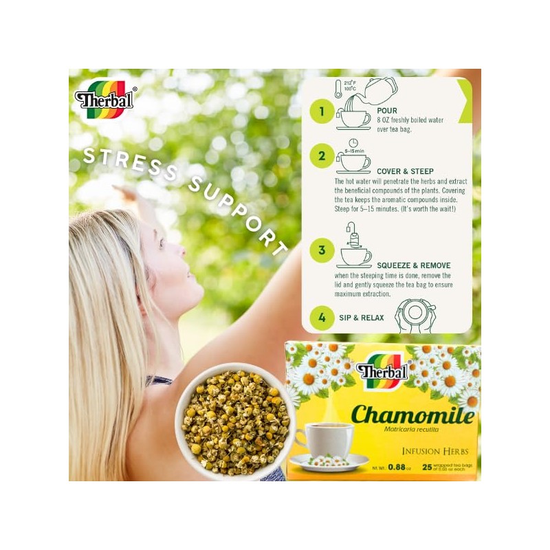 Therbal – Manzanilla Chamomile Tea 6-Pack (150 Tea Bags Total)