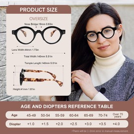 KoKoBin Reading Glasses Roud for Women Oversized Blue Light Blocking with Spring Hinge 3 Pack Fashion Design