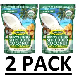 Edward & Sons 2 PACK - Let's Do Organic Unsweetened Shredded Coconut 8 oz EXP: 02/2026