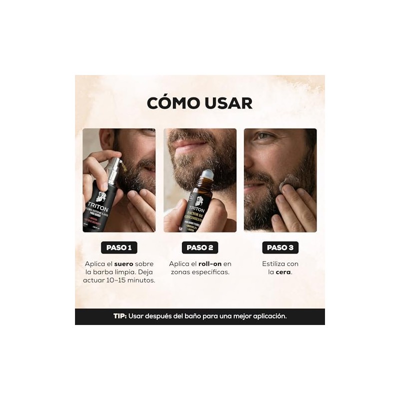 Kit Crecimiento Barba Suero Cera Hombre Piezas